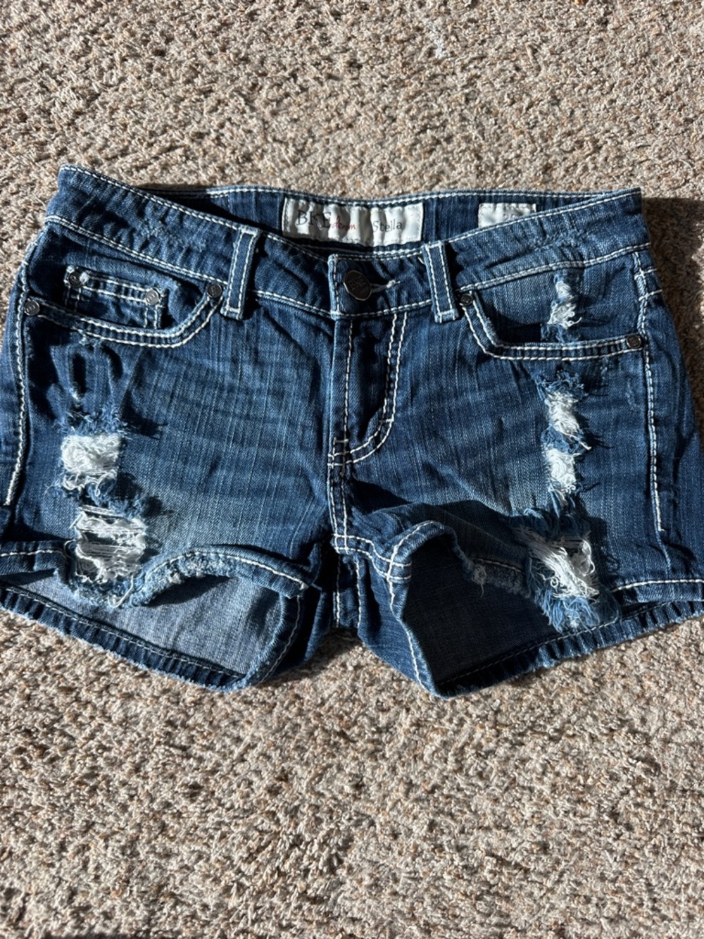 BKE Dark Blue Distressed Women's Jean Shorts